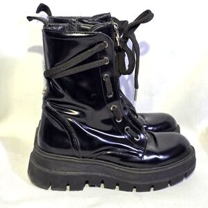 Carvela Thrive Black Patent Leather Combat Moto Ankle‎ Boots Size 36